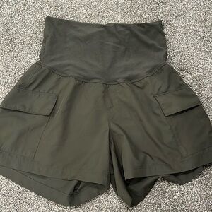 Green maternity shorts